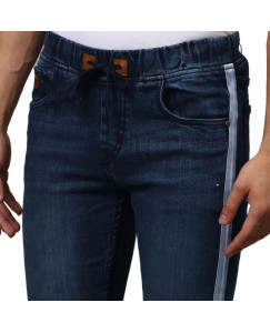 Campus Denim Solid Side Tape Slim Fit Jeans